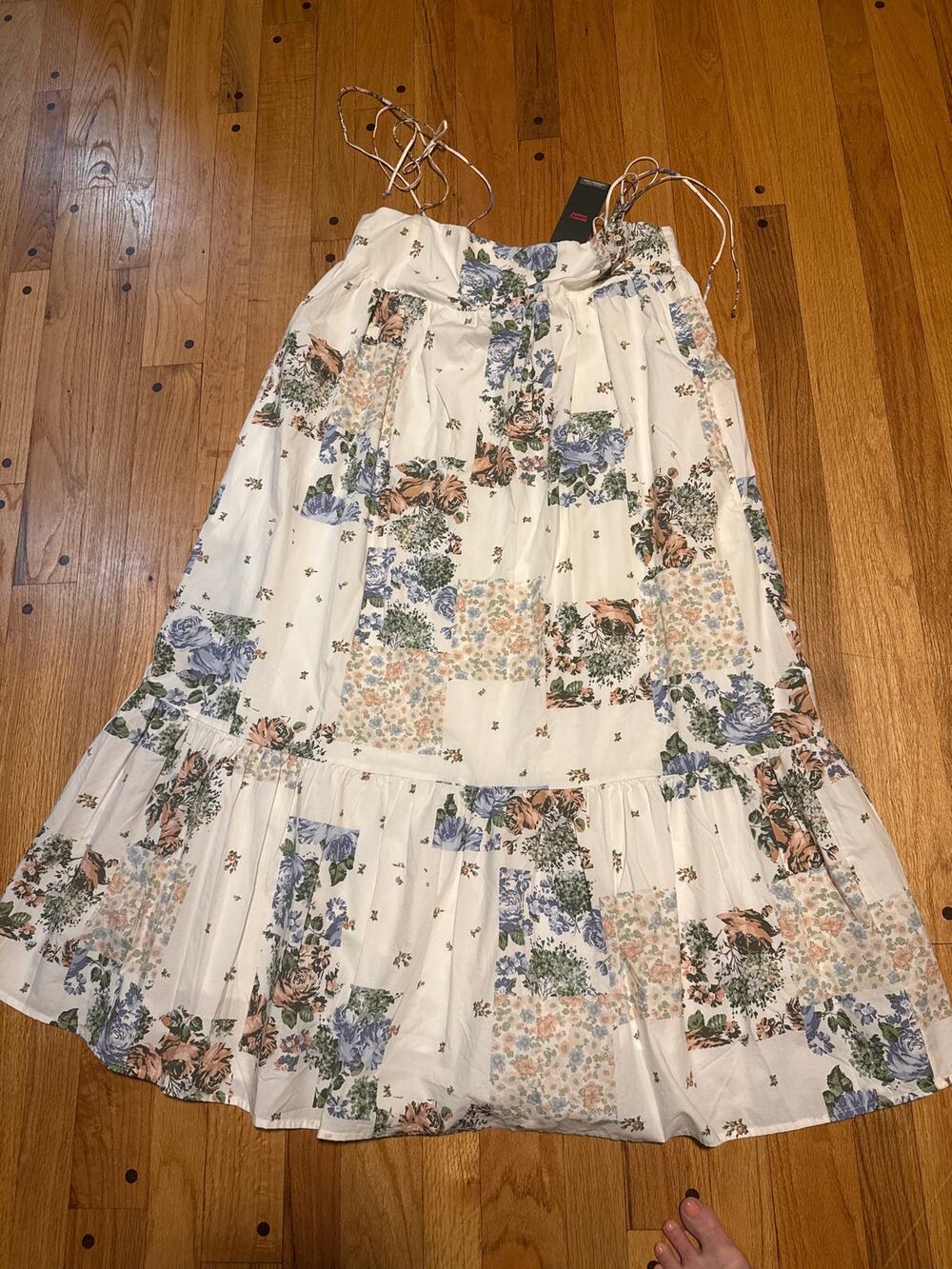 NEW Levi’s Women’s L Patchwork Floral Maxi Dress Tie Strap Cottagecore NWT